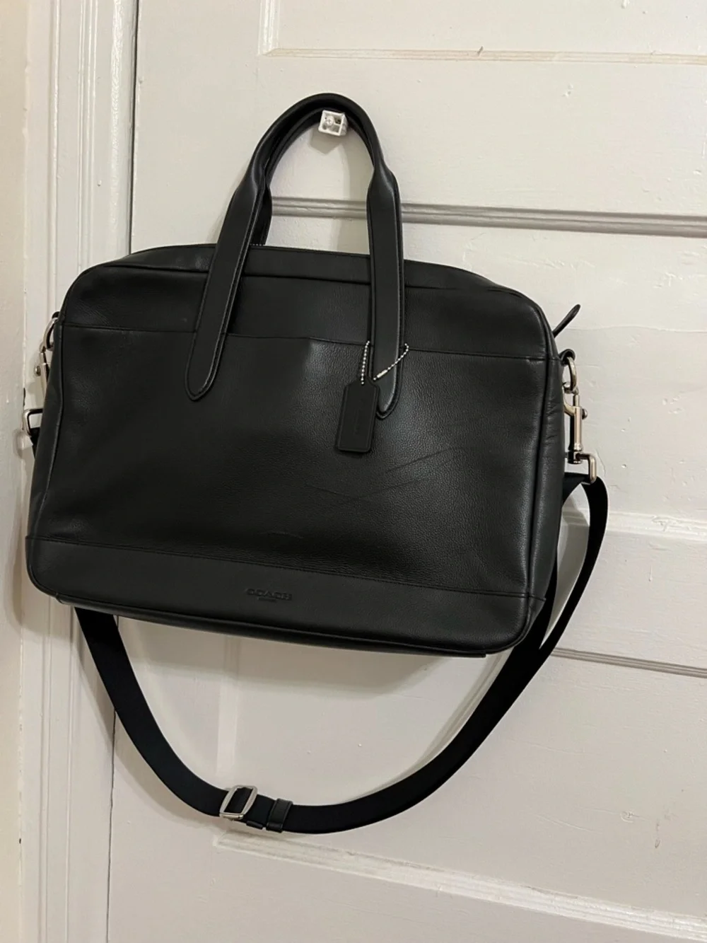 Coach Black Leather Laptop Brief with Shoulder Strap